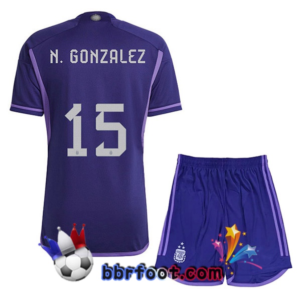 3 Étoiles Maillots Equipe De Argentine (A. CORREA 15) Enfant Exterieur Pourpre 2022/2023