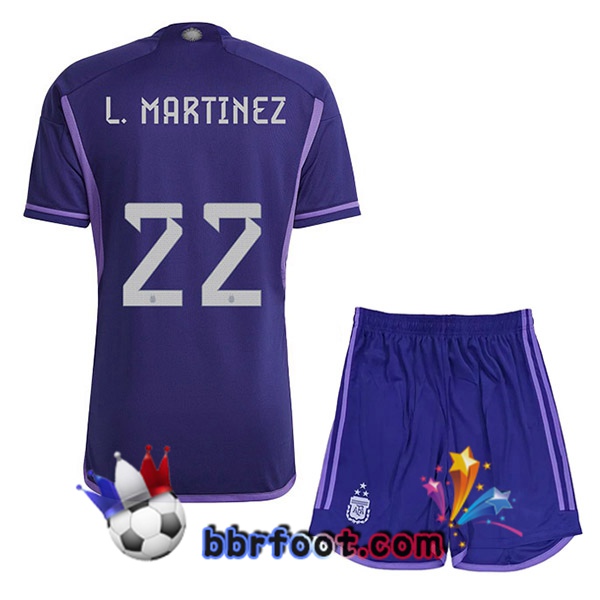 3 Étoiles Maillots Equipe De Argentine (L. MARTINEZ 22) Enfant Exterieur Pourpre 2022/2023
