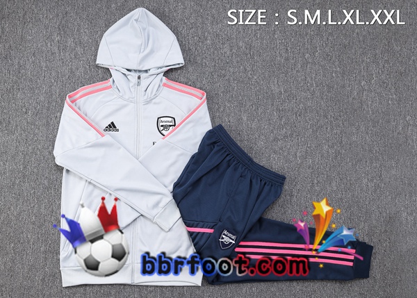 Veste A Capuche Survetement Foot Arsenal Blanc 2023/2024