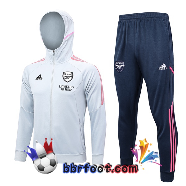 Veste A Capuche Survetement Foot Arsenal Blanc 2023/2024
