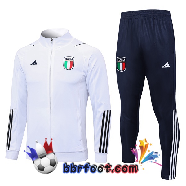 Veste Survetement Foot Italie Blanc 2023/2024