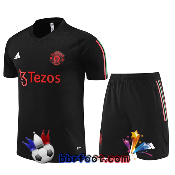 Training T-Shirts Manchester United + Shorts Noir 2023/2024