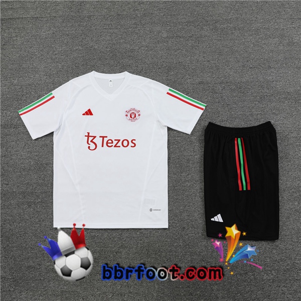 Training T-Shirts Manchester United + Shorts Blanc 2023/2024