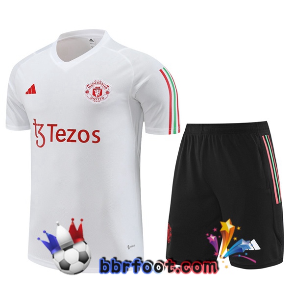 Training T-Shirts Manchester United + Shorts Blanc 2023/2024