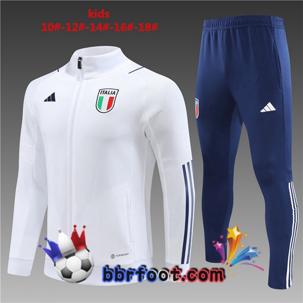 Veste Survetement Foot Italie Enfant Blanc 2023/2024