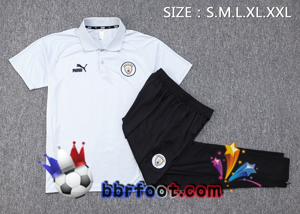 Polo Foot Manchester City + Pantalon Blanc 2023/2024