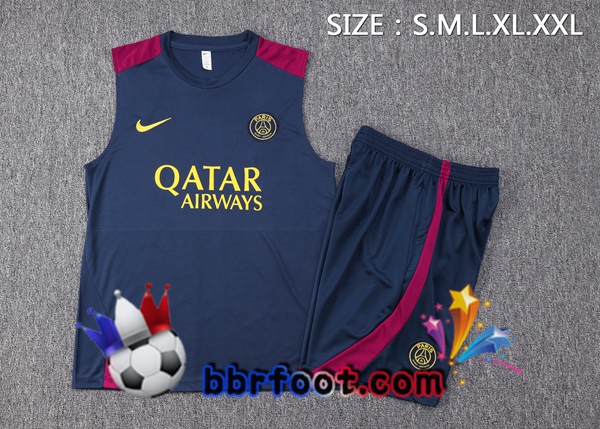 Gilet Foot Paris PSG + Shorts Bleu Royal 2023/2024