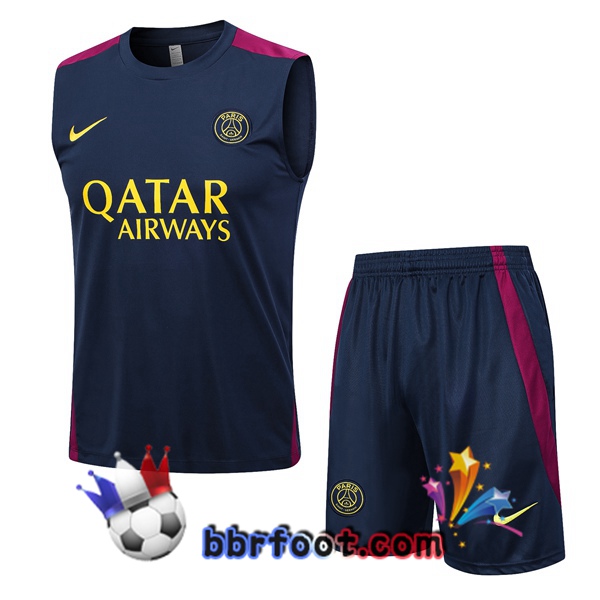 Gilet Foot Paris PSG + Shorts Bleu Royal 2023/2024