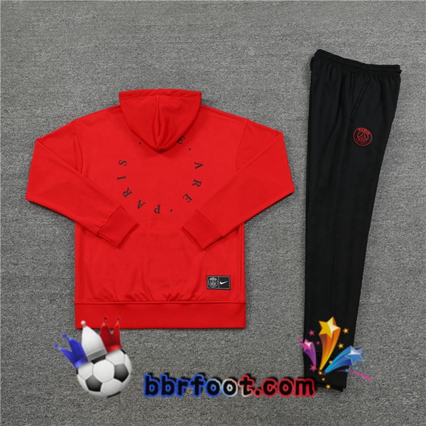 Capuche Survetement Foot Paris PSG Rouge 2023/2024