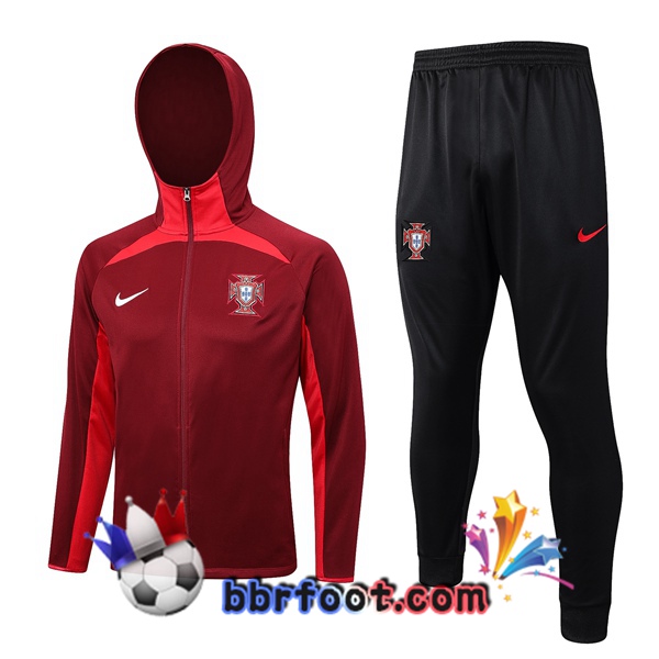 Veste A Capuche Survetement Foot Portugal Rouge 2023/2024