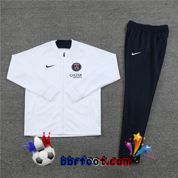 Veste Survetement Foot Paris PSG Blanc 2023/2024
