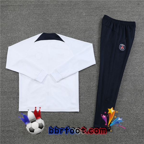 Veste Survetement Foot Paris PSG Blanc 2023/2024