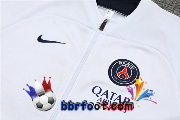 Veste Survetement Foot Paris PSG Blanc 2023/2024