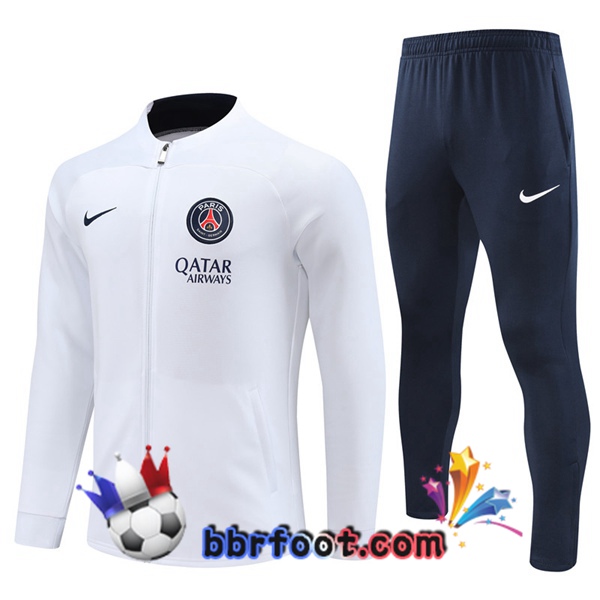 Veste Survetement Foot Paris PSG Blanc 2023/2024