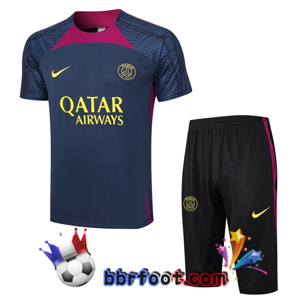 Training T-Shirts Paris PSG + Shorts Bleu Royal 2023/2024