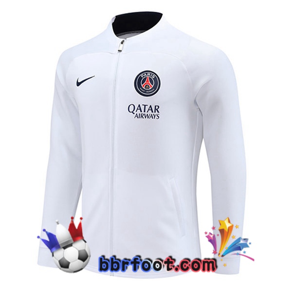 Veste Foot Paris PSG Blanc 2023/2024 Veste Foot Paris PSG Blanc 2023/2024