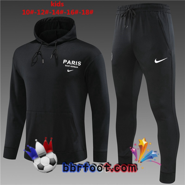 Veste A Capuche Survetement Foot Paris PSG Enfant Noir 2023/2024