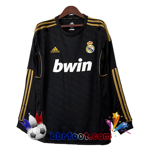 Maillot Foot Real Madrid Retro Exterieur Manche longue Noir 2011-2012