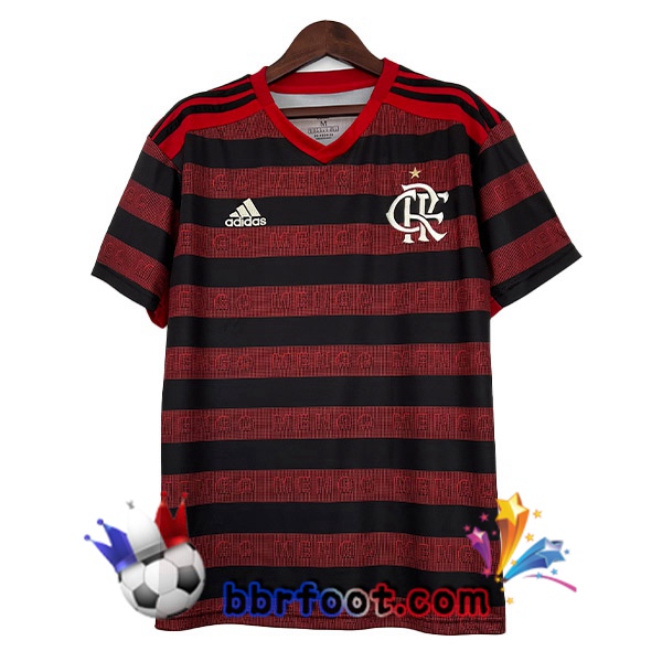 Maillot Foot Flamengo Retro Domicile Rouge Noir 2019-2020