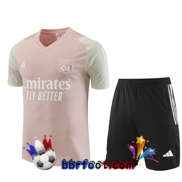 Training T-Shirts Lyon OL + Shorts Rose 2023/2024