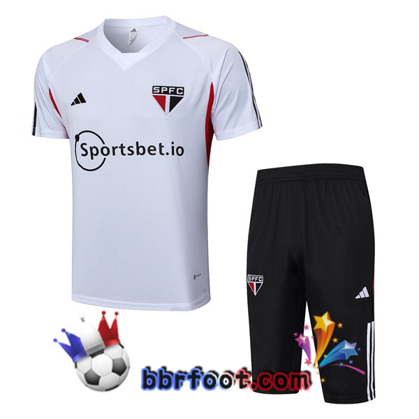 Training T-Shirts Sao Paulo FC + Shorts Blanc 2023/2024