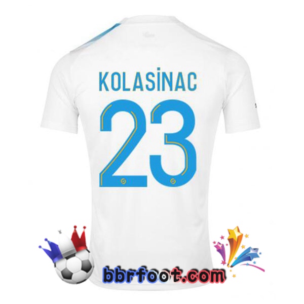 Maillot Foot Marseille OM (KOLASINAC 23) Édition 30e Anniversaire Blanc Bleu 2022/2023