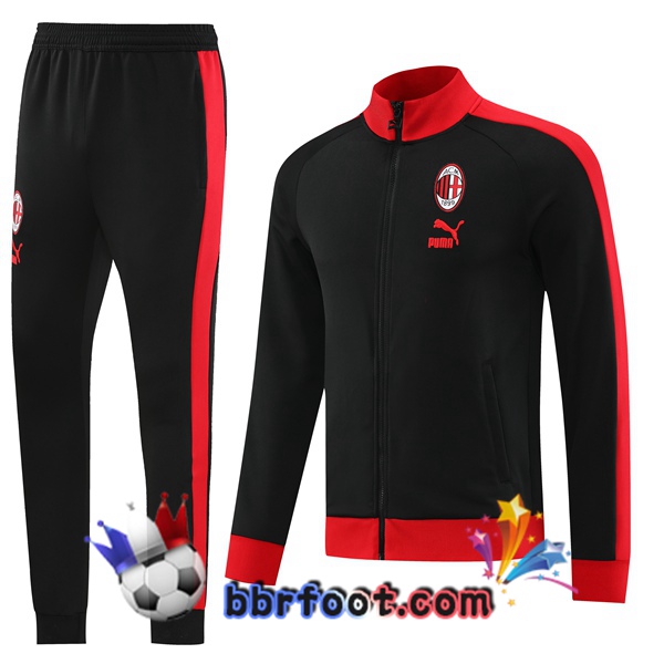 Veste Survetement Foot AC Milan Noir 2023/2024 Veste Survetement Foot AC Milan Noir 2023/2024