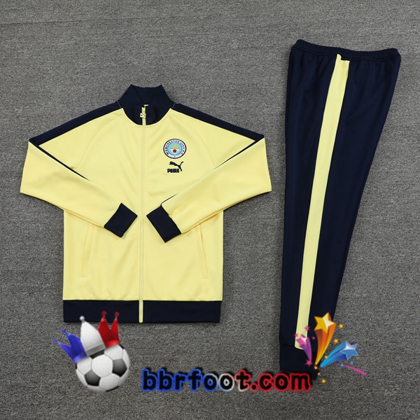 Veste Survetement Foot Manchester City Jaune 2023/2024