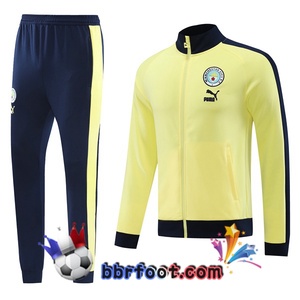 Veste Survetement Foot Manchester City Jaune 2023/2024
