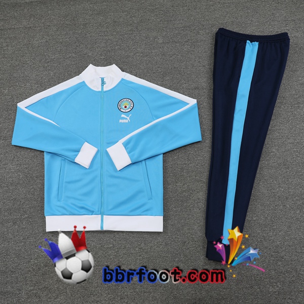 Veste Survetement Foot Manchester City Bleu 2023/2024