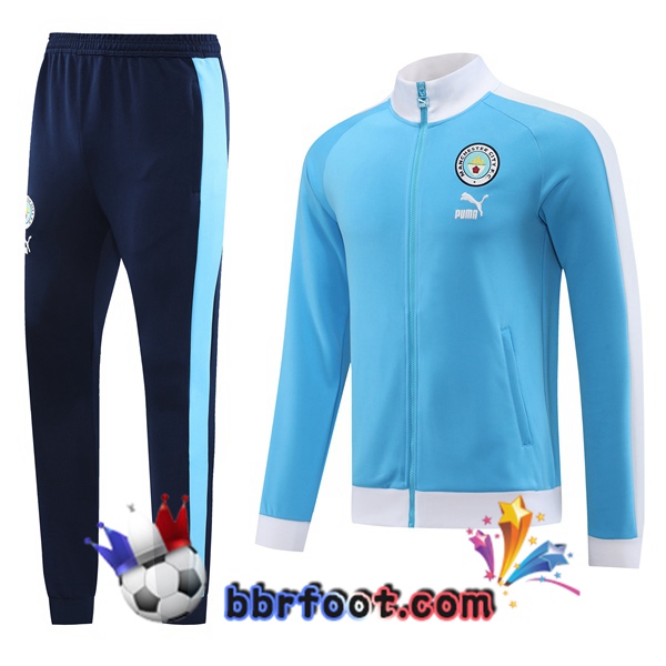 Veste Survetement Foot Manchester City Bleu 2023/2024