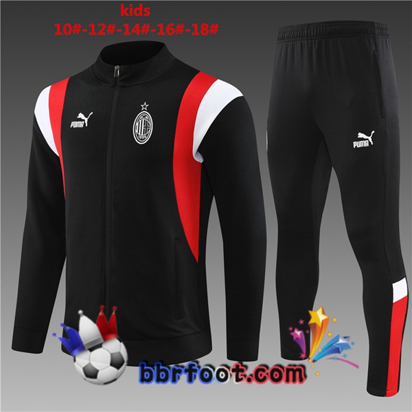 Veste Survetement Foot AC Milan Enfant Noir 2023/2024