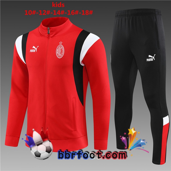 Veste Survetement Foot AC Milan Enfant Rouge 2023/2024