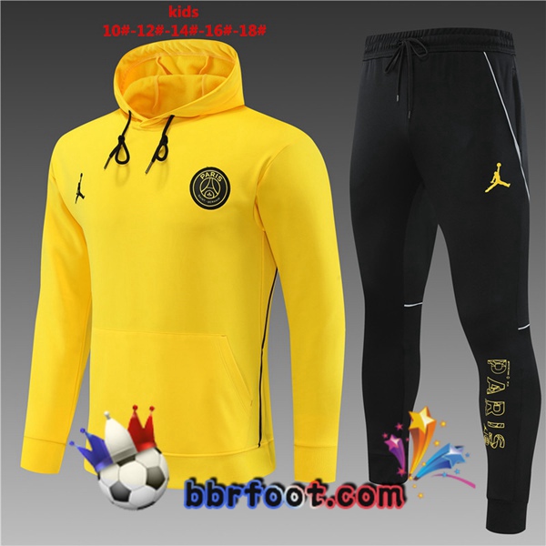 Veste A Capuche Survetement Foot JORDAN Paris PSG Enfant Jaune 2023/2024
