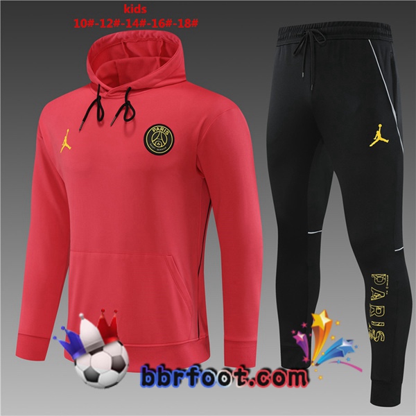 Veste A Capuche Survetement Foot JORDAN Paris PSG Enfant Rouge 2023/2024