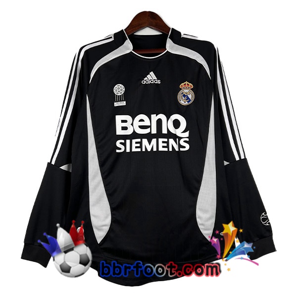 Maillot Foot Real Madrid Retro Third Manche longue Noir 2006-2007
