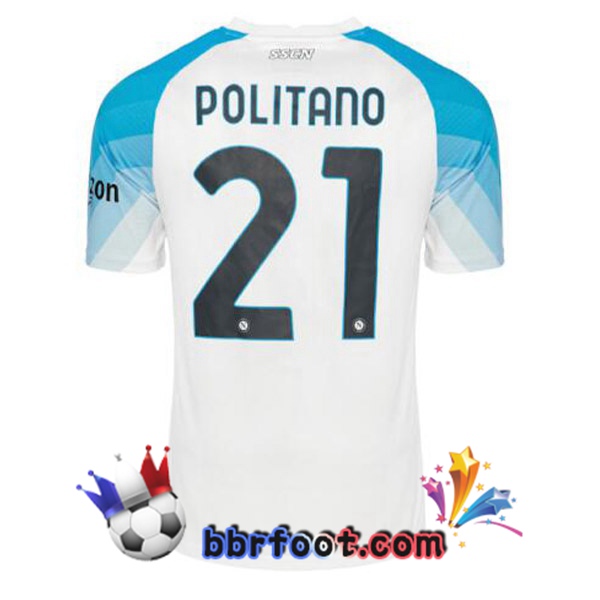 Maillot Foot SSC Naples (Politano 21) Face Game Bleu Blanc 2022/2023