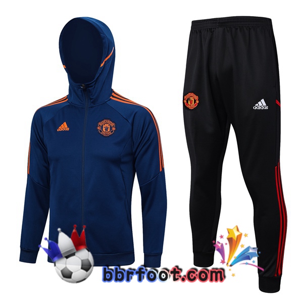 Veste A Capuche Survetement Foot Manchester United Bleu 2023/2024 Veste A Capuche Survetement Foot Manchester United Bleu 2023/2024