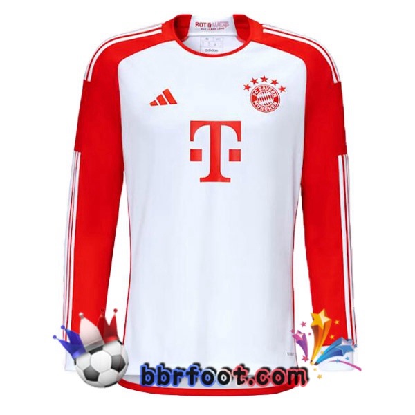 Maillot Foot Bayern Munich Domicile Manche longue Blanc Rouge 2023/2024