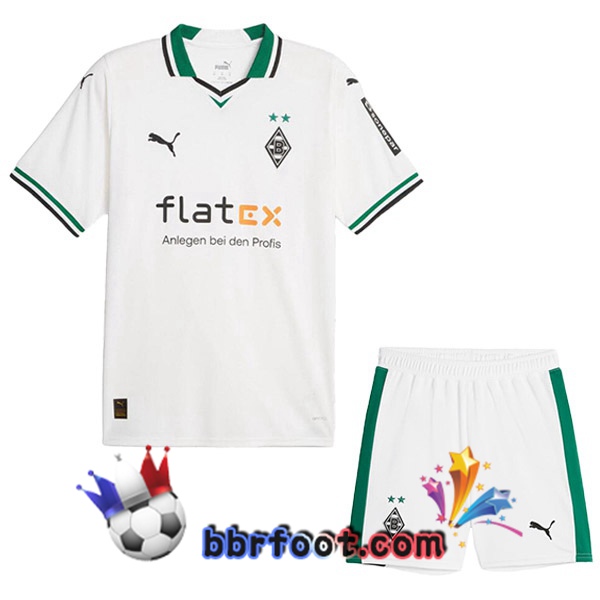 Maillot Foot Monchengladbach Enfant Domicile Blanc 2023/2024