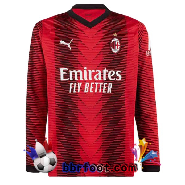 Maillot Foot AC Milan Domicile Manche longue Rouge 2023/2024