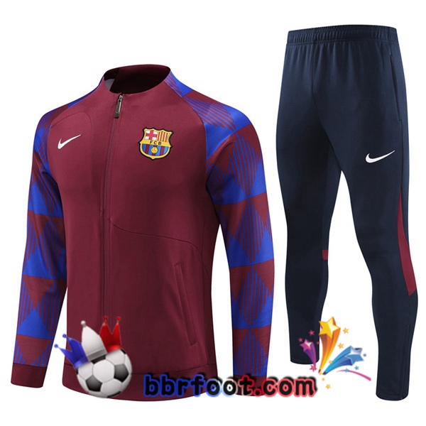 Veste Survetement Foot FC Barcelone Rouge 2023/2024