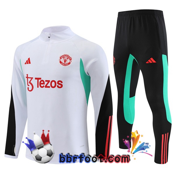 Survetement Foot Manchester United Blanc 2023/2024 Survetement Foot Manchester United Blanc 2023/2024