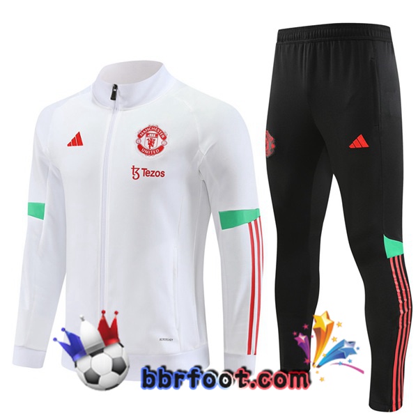 Veste Survetement Foot Manchester United Blanc 2023/2024