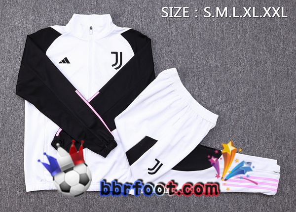 Veste Survetement Foot Juventus Blanc Noir 2023/2024