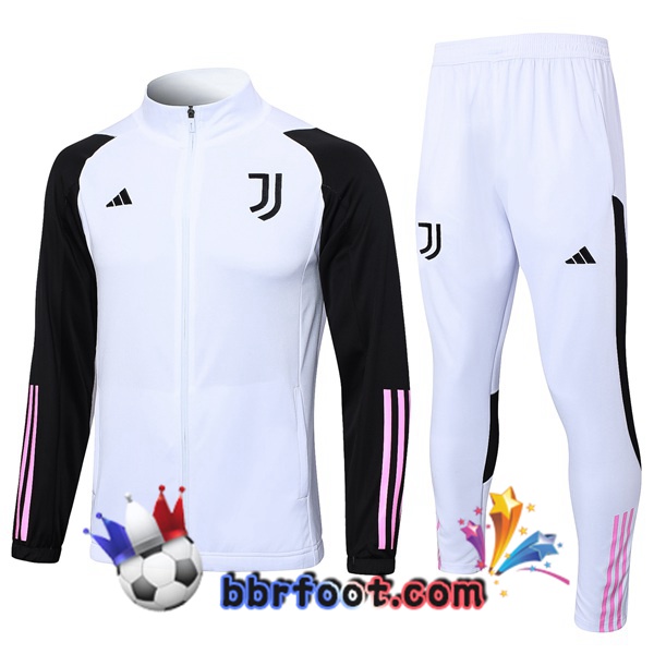 Veste Survetement Foot Juventus Blanc Noir 2023/2024