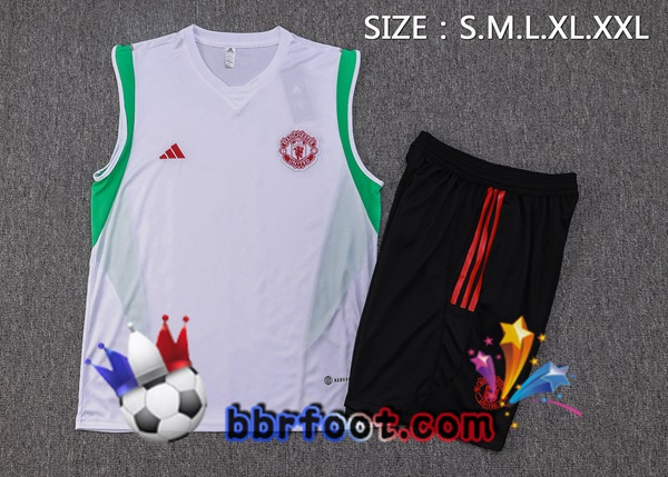 Gilet Foot Manchester United + Shorts Blanc 2023/2024
