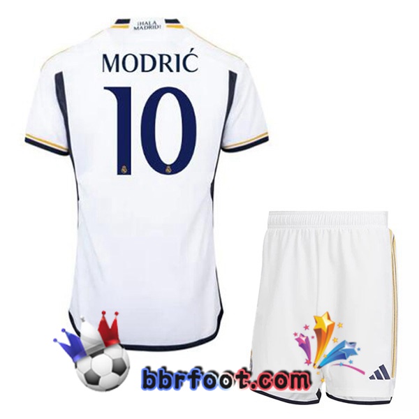 Maillot Foot Real Madrid (Modrić 10) Enfant Domicile Blanc 2023/2024