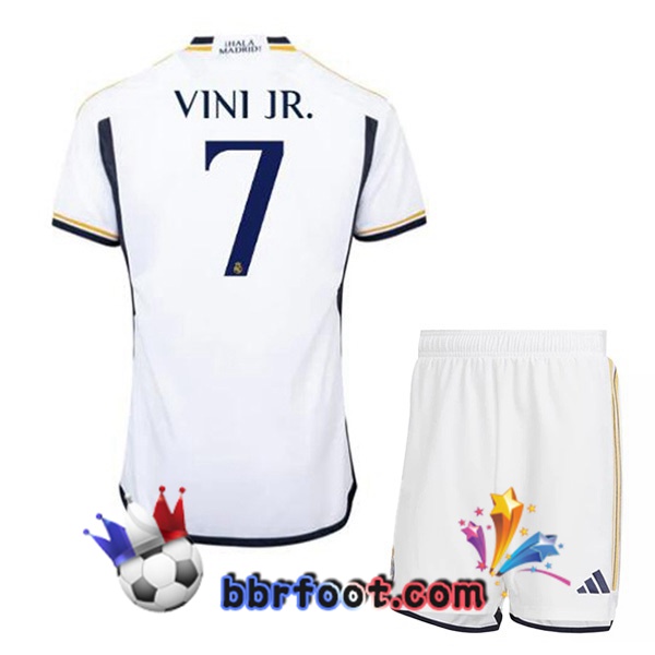 Maillot Foot Real Madrid (Vini Jr. 7) Enfant Domicile Blanc 2023/2024