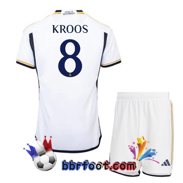 Maillot Foot Real Madrid (Kroos 8) Enfant Domicile Blanc 2023/2024